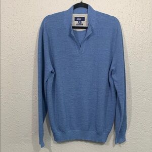JOHNNIE-ONMEN'S ESTEBAN JOHNNY COLLAR Blue SWEATER size M